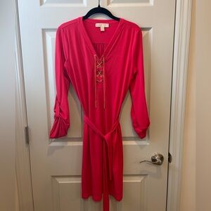 Michael Kors Pink Lace-Up Dress